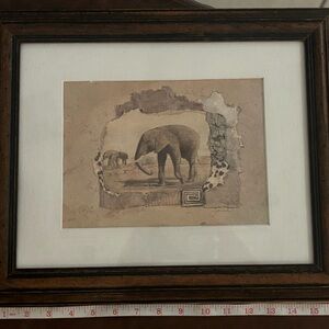 Vintage African Elephant Framed Collage Print Jonce Combs “African Odyssey